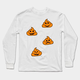 halloween jack o'lantern poo emoji Long Sleeve T-Shirt